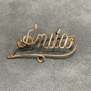 Vintage Gold Tone Anita Brooch Pin Name Estate Jewelry One Wire Artisan Made.